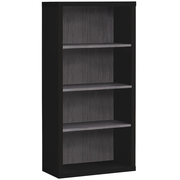Bookshelf, Bookcase, Etagere, 5 Tier, 48"H, Office, Bedroom, Laminate, Black, Grey, Contemporary
